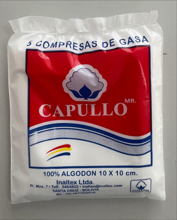COMPRESA DE GASA CAPULLO 10 x 10 cm.  x 40 unid.