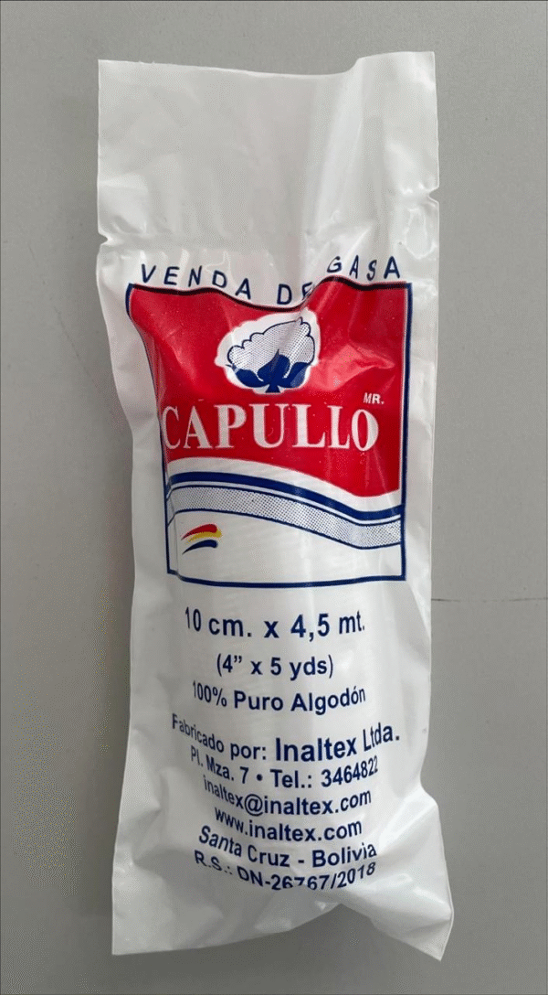 VENDA DE GASA CAPULLO 10 cm x 4.5 mts
