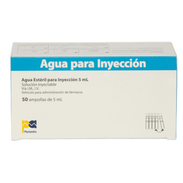 AGUA ESTERIL PARA INYECCION 5mL x 50 amp.