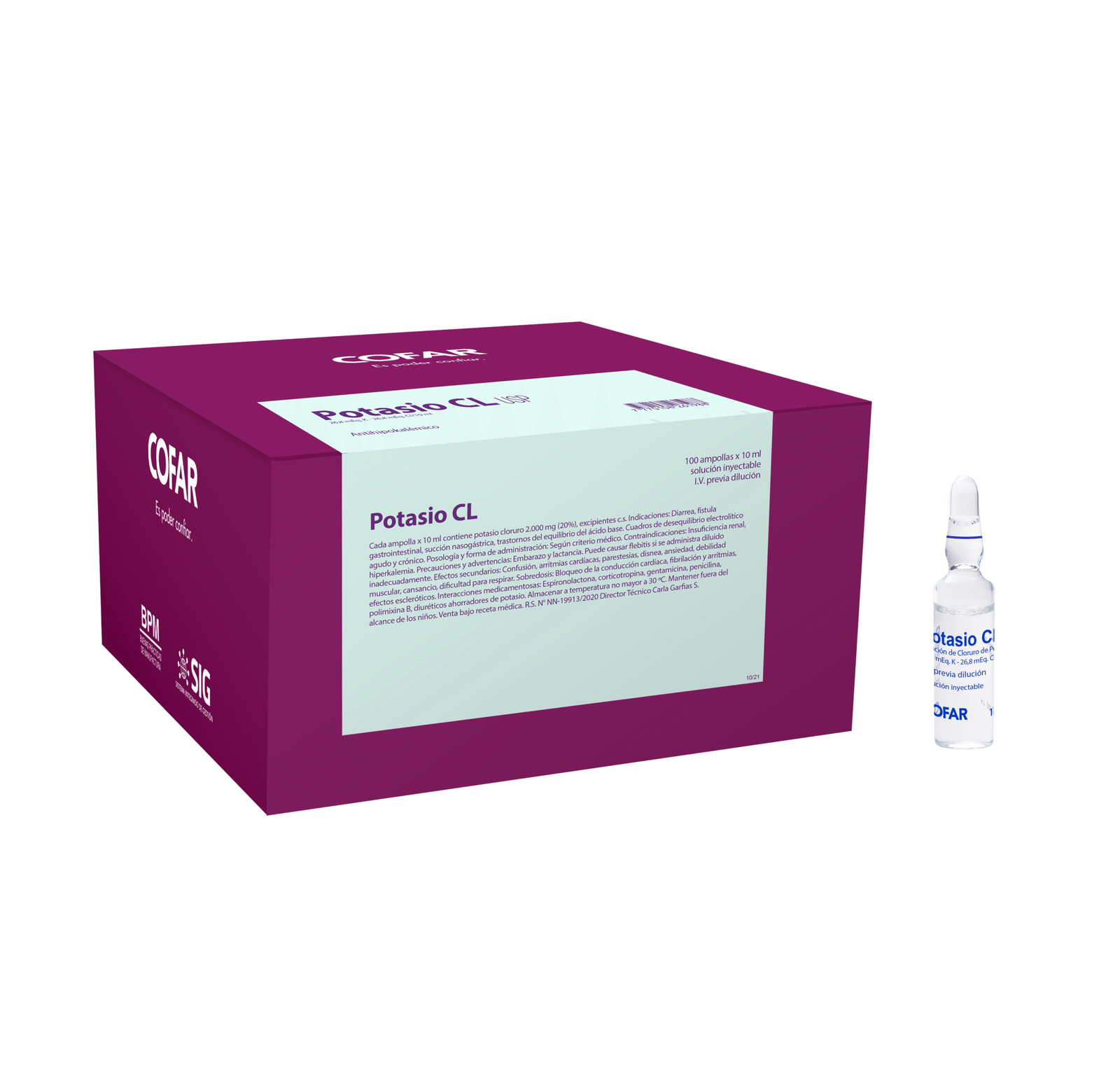 POTASIO CL. 20%/10 ml x 100 ampolla