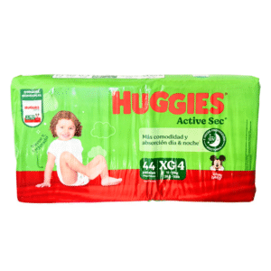 HUGGIES PAÑAL ACTIVE SEC VERDE TALLA XG x 44 unidades