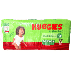 HUGGIES PAÑAL ACTIVE SEC VERDE TALLA XXG x 40 unid.