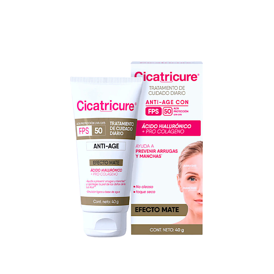 CICATRICURE PORCELANA CREMA FACIAL FPS 50 EFECTO MATE x 40 gr.